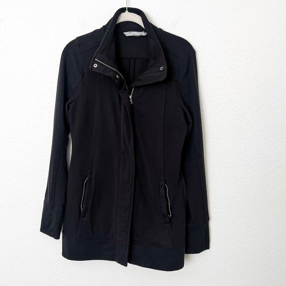 [Athleta] Black Long Sleeve Thumbholes Workout Zip Up Active Jacket Size Small S - Picture 1 of 11